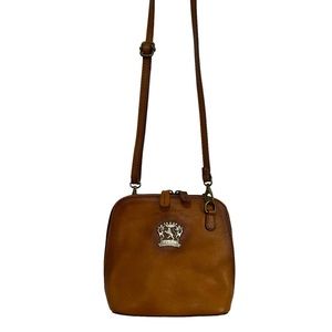 Pratesi Firenze Brown Leather Crossbody Shoulder Bag Small Italy